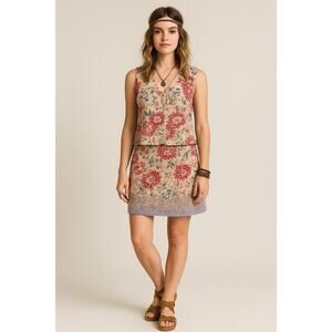 Vtg 90s Talbots Floral Linen Blend Skirt Set Vest Top‎ & Skirt Sz 12 Cottagecore